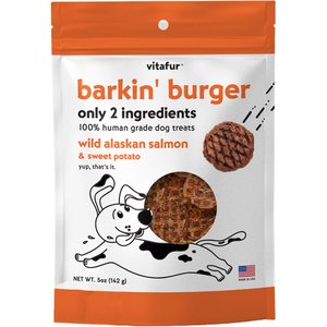 Vitafur Barkin' Burger Wild Alaskan Salmon Dehydrated Dog Treats, 5-oz bag