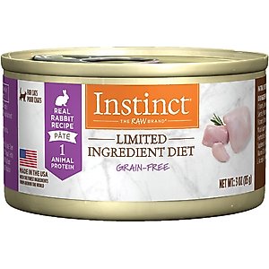 Instinct Limited Ingredient Diet Grain-Free Pate Real Rabbit Recipe Canned Cat Food, 3-oz, case of 24
