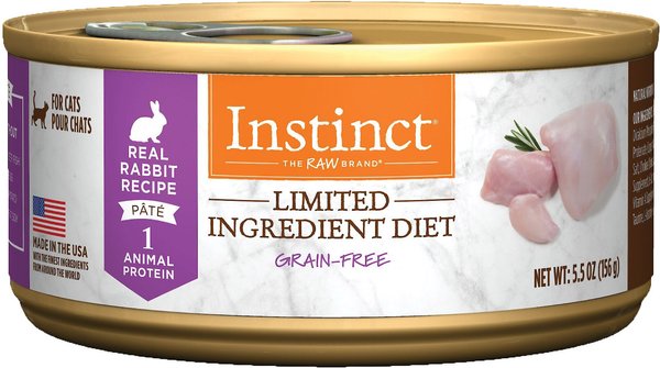 Instinct Limited Ingredient Diet Grain-Free Pate Real Rabbit Recipe Canned Cat Food, 5.5-oz, case of 12 slide 1 of 11