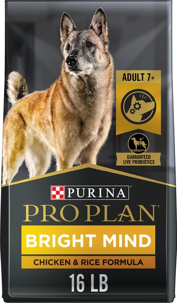 Purina Pro Plan Bright Mind Adult 7+ Chicken & Rice Formula Dry Dog Food, 16-lb bag slide 1 of 10