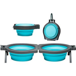 Loving Pets Bella Roma Travel Double Diner Dog Bowl, Small
