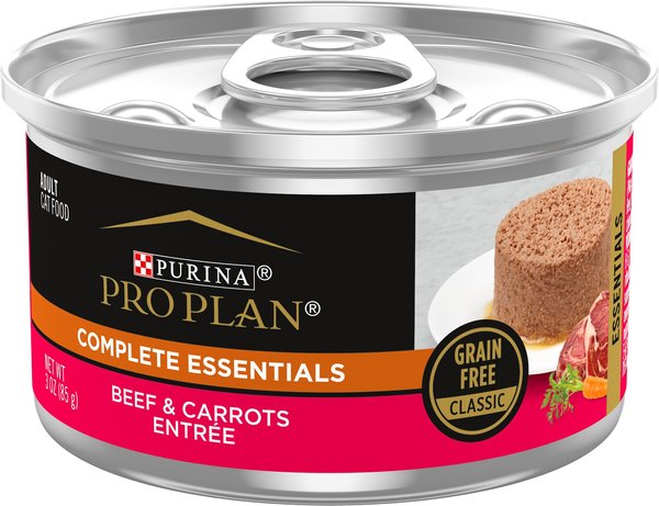 Purina Pro Plan Classic Beef & Carrots Entree Grain-Free Canned Cat Food, 3-oz, case of 24 slide 1 of 8
