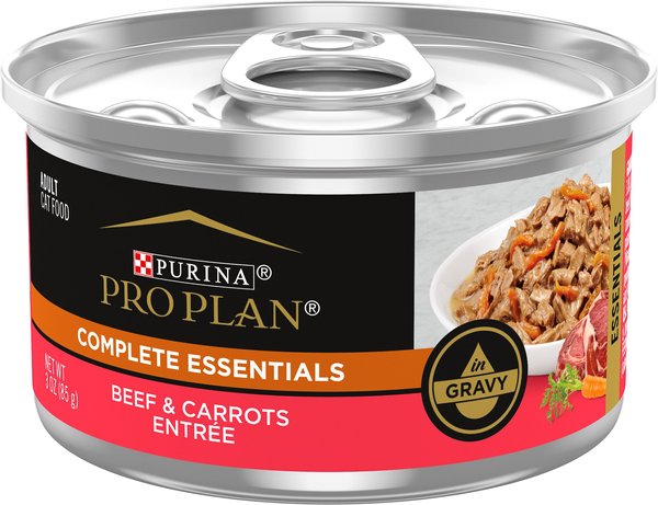 Purina Pro Plan Beef & Carrots Entree in Gravy Canned Cat Food, 3-oz, case of 24 slide 1 of 8