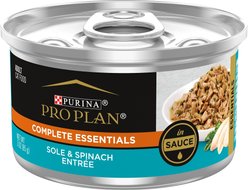 Purina Pro Plan Adult Sole & Spinach Entree in Sauce Canned Cat Food, 3-oz, case of 24