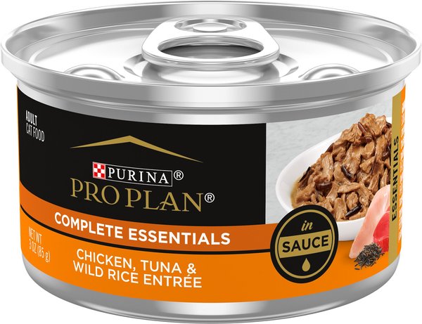 Purina Pro Plan Chicken, Tuna & Wild Rice Entree in Sauce Canned Cat Food, 3-oz, case of 24 slide 1 of 8