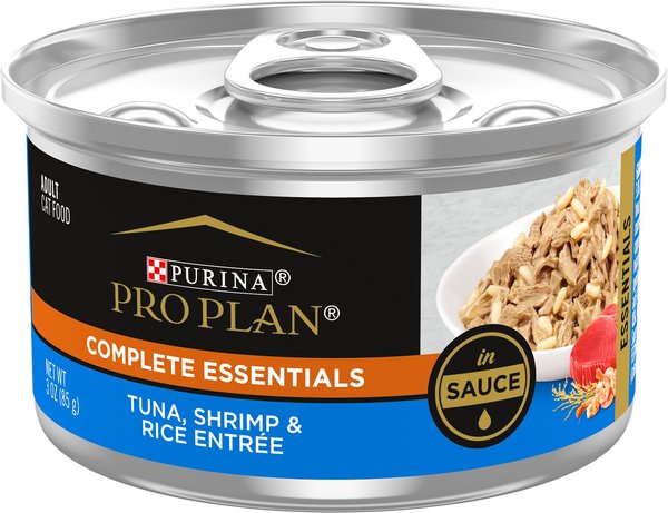 Purina Pro Plan Adult Tuna, Shrimp & Rice Entrée in Sauce Canned Cat Food, 3-oz, case of 24 slide 1 of 8