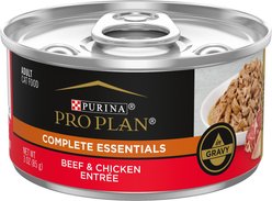 Purina Pro Plan Beef & Chicken Entree in Gravy Canned Cat Food, 3-oz, case of 24