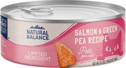 Natural Balance Limited Ingredient Salmon & Green Pea Recipe Wet Cat Food, 5.5-oz bag can, case of 24