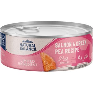 Natural Balance Limited Ingredient Salmon & Green Pea Recipe Wet Cat Food, 5.5-oz bag can, case of 24
