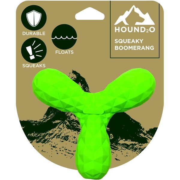 HOUND2O Squeaky Boomerang Dog Toy, Green