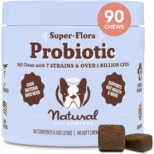 Natural Dog Company Super-Flora Probiotic Chews Dog Supplement, 90 count