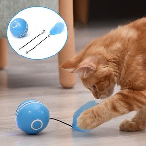 EYS Rolling Ball Motion & Chasing with LED light Cat Toy, Blue