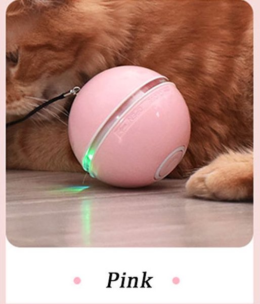 EYS Rolling Ball Motion & Chasing with LED light Cat Toy, Pink slide 1 of 3