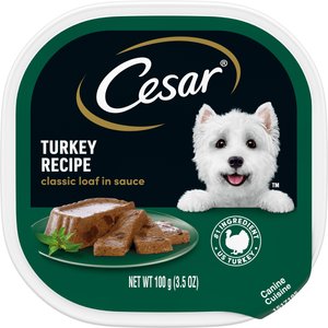 Cesar Classic Loaf in Sauce Turkey Recipe Dog Food Trays, 3.5-oz, case of 24