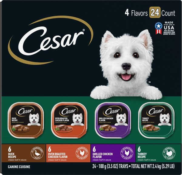 Cesar Poultry Variety Pack with Real Chicken, Turkey & Duck Dog Food Trays, 3.5-oz, case of 24 slide 1 of 10