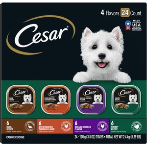 Cesar Poultry Variety Pack with Real Chicken, Turkey & Duck Grain-Free Small Breed Adult Wet Dog Food Trays, 3.5-oz, case of 24