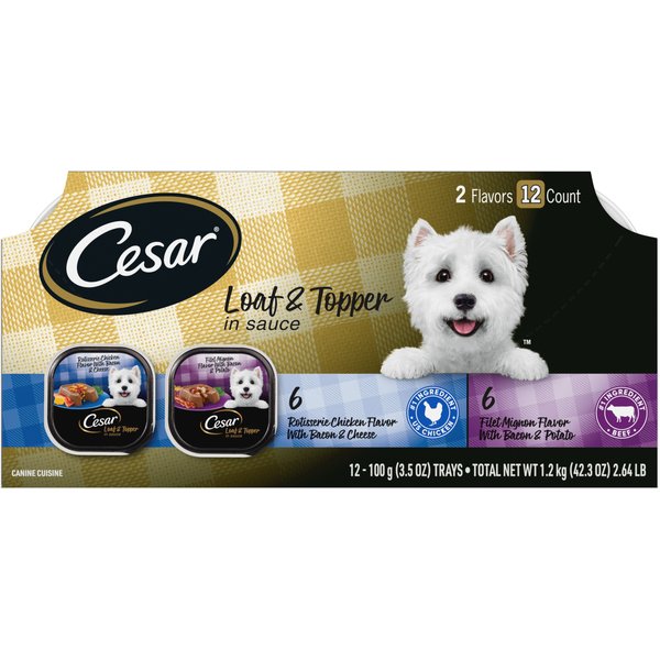 Cesar Poultry Variety Pack with Real Chicken, Turkey & Duck Grain-Free Small Breed Adult Wet Dog Food Trays