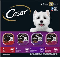Cesar Classic Loaf in Sauce Beef Recipe, Filet Mignon, Grilled Chicken, & Porterhouse Steak Flavors Variety Pack Dog Food Trays