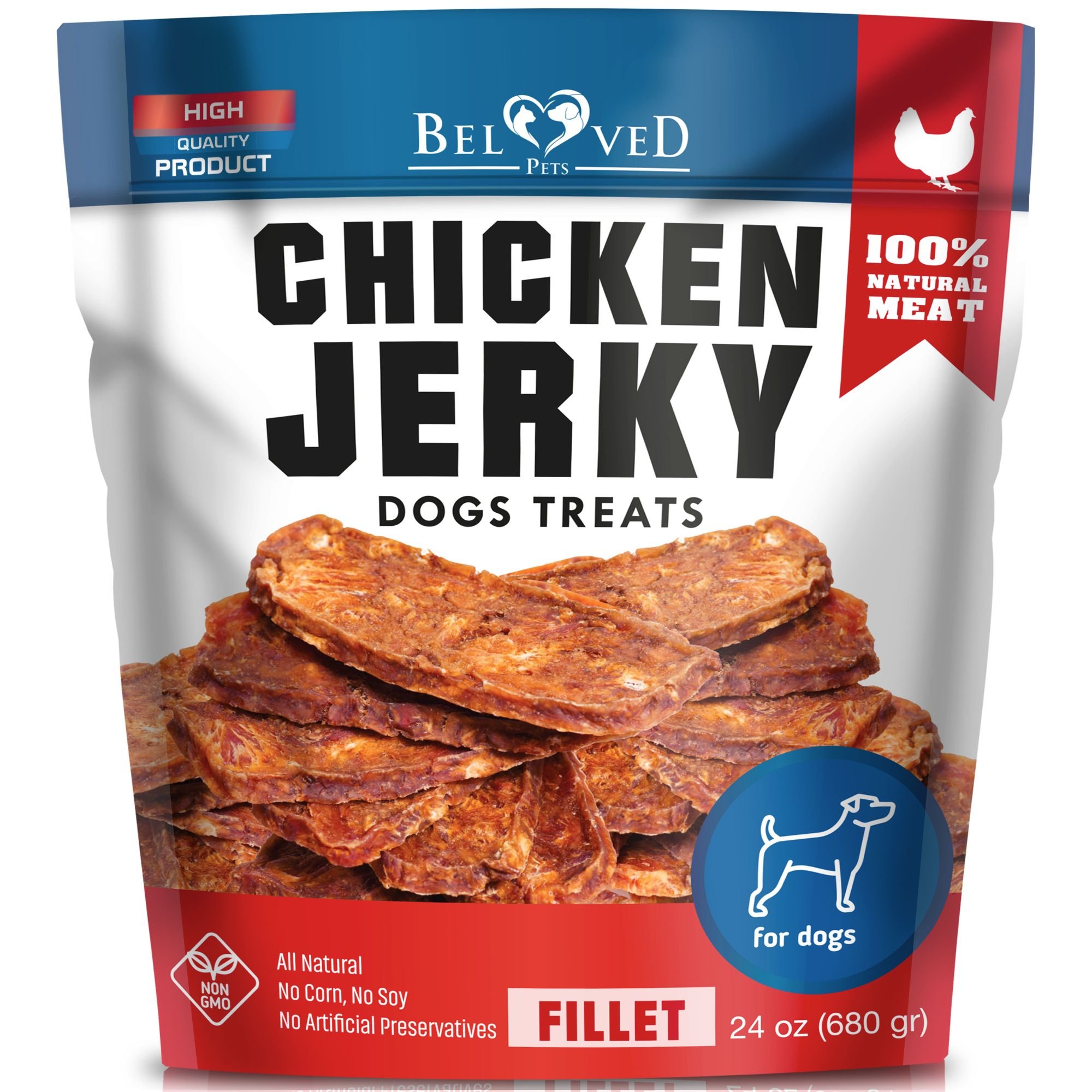 BELOVED PETS Chicken Jerky Fillets GrainFree HighProtein Human Grade