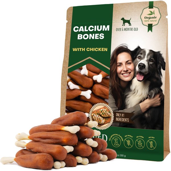 Beloved Pets Calcium Bones Wrapped Chicken & Rawhide-Free Natural Grain-Free Meat with Chicken Dog Treats, 10.6-oz bag