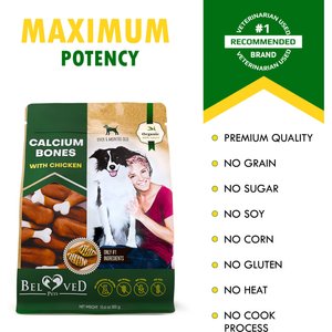 Beloved Pets Calcium Bones Wrapped Chicken & Rawhide-Free Natural Grain-Free Organic Meat with Chicken Dog Treats, 10.6-oz bag