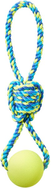 Roscoe's Pet Products Natural Rubber Ball on Rope Tug Dog Toy, assorted colors