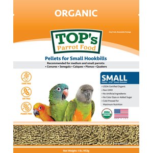 TOP's Parrot Food Organic Small Pellets Bird Food, 1-lb bag