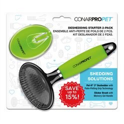 ConairPRO Deshedding Starter Value Pack Cat & Dog Grooming Tool, 2-Pack, Green
