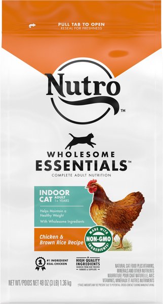 Nutro Wholesome Essentials Indoor Chicken & Brown Rice Recipe Adult Dry Cat Food, 3-lb bag slide 1 of 9