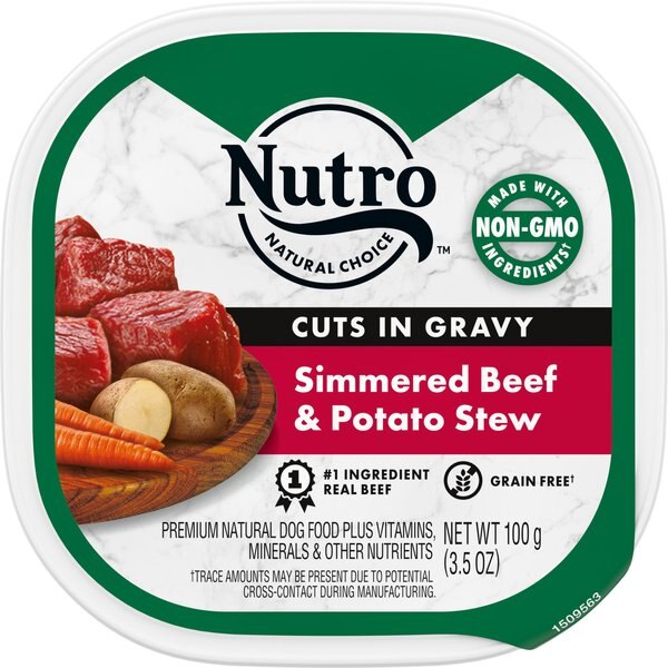 Nutro Grain-Free Simmered Beef & Potato Stew Cuts in Gravy Dog Food Trays, 3.5-oz, case of 24 slide 1 of 10