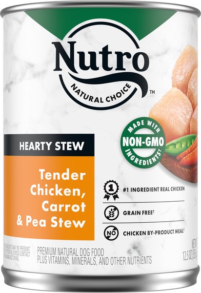 Nutro Hearty Stew Tender Chicken, Carrot & Pea Stew Grain-Free Canned Dog Food, 12.5-oz, case of 12 slide 1 of 9