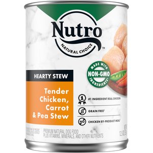 Nutro Hearty Stew Tender Chicken, Carrot & Pea Stew Grain-Free Canned Adult Wet Dog Food, 12.5-oz, case of 12