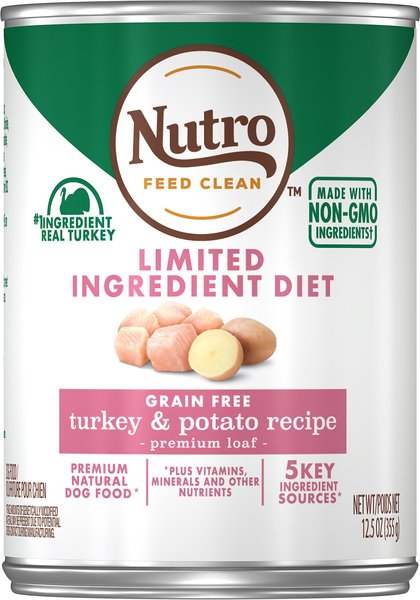 Nutro Limited Ingredient Diet Premium Loaf Turkey & Potato Grain-Free Canned Dog Food, 12.5-oz, case of 12 slide 1 of 9
