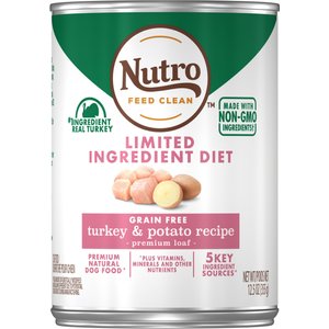 Nutro Limited Ingredient Diet Premium Loaf Turkey & Potato Grain-Free Adult Canned Wet Dog Food, 12.5-oz, case of 12