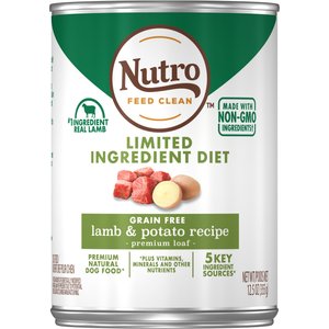 Nutro Limited Ingredient Diet Premium Loaf Lamb & Potato Grain-Free Adult Canned Wet Dog Food, 12.5-oz, case of 12