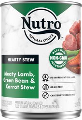 Nutro Hearty Stew Meaty Lamb, Green Bean & Carrot Cuts in Gravy Grain-Free Adult Canned Wet Dog Food, 12.5-oz, case of 12