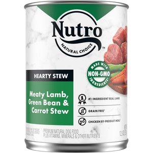 Nutro Hearty Stew Meaty Lamb, Green Bean & Carrot Cuts in Gravy Grain-Free Adult Canned Wet Dog Food, 12.5-oz, case of 12