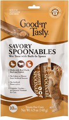 Good 'n' Tasty Savory Spoonables with Real Duck, Beef & Rabbit Lickable Cat Treat, Squeezable Tube, 10 count