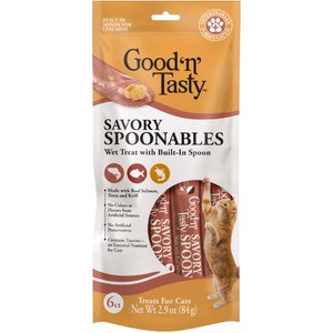 Good 'n' Tasty Mousse Squeezer Salmon, Tuna, Krill Lickable Cat Treats, 6 count
