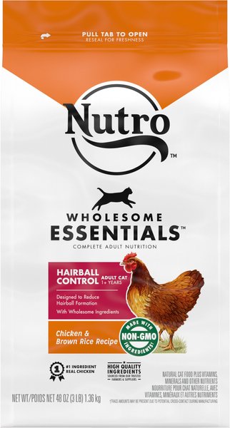 Nutro Wholesome Essentials Hairball Control Chicken & Brown Rice Recipe Adult Dry Cat Food, 3-lb bag slide 1 of 9
