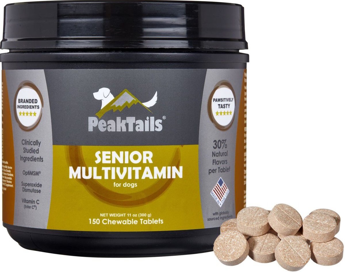 PEAKTAILS Senior Multivitamin Tablet Supplement for Dogs, 150 count