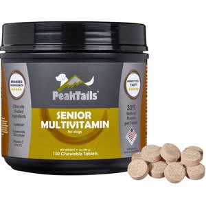PeakTails Senior Multivitamin Tablet Supplement for Dogs, 150 count