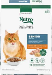 Nutro Wholesome Essentials Chicken & Brown Rice Recipe Senior Dry Cat Food, 14-lb bag