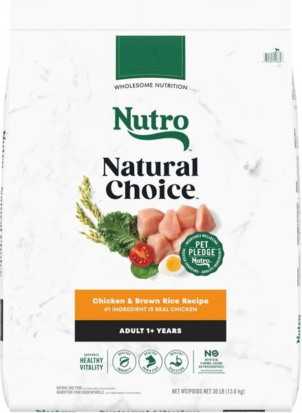Nutro Natural Choice Adult Chicken & Brown Rice Recipe Dry Dog Food, 30-lb bag slide 1 of 10