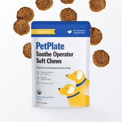 PetPlate Human Grade Soothe Operator Probiotic Digestive Soft Chews Dog Supplement, 28 count