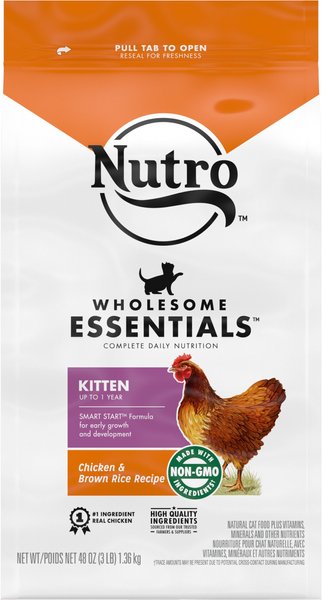 Nutro Wholesome Essentials Chicken & Brown Rice Recipe Kitten Dry Cat Food, 3-lb bag slide 1 of 9