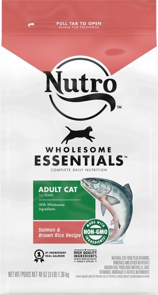 Nutro Wholesome Essentials Adult Salmon & Brown Rice Recipe Dry Cat Food, 3-lb bag slide 1 of 9
