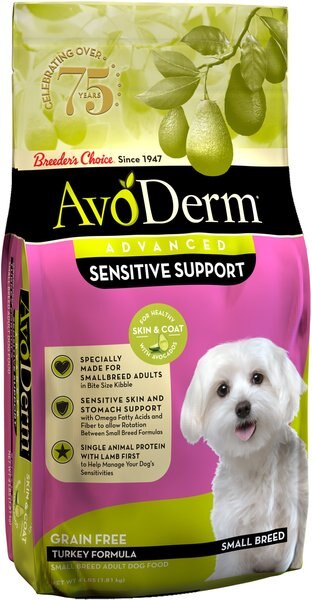 AvoDerm Advanced Sensitive Support Turkey Formula Grain-Free Small Breed Adult Dry Dog Food, 4-lb bag slide 1 of 7