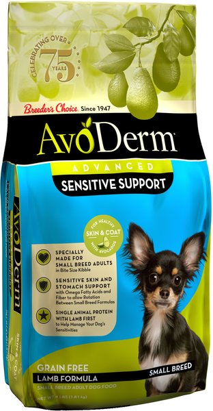 AvoDerm Advanced Sensitive Support Lamb Formula Grain-Free Small Breed Adult Dry Dog Food, 4-lb bag slide 1 of 6