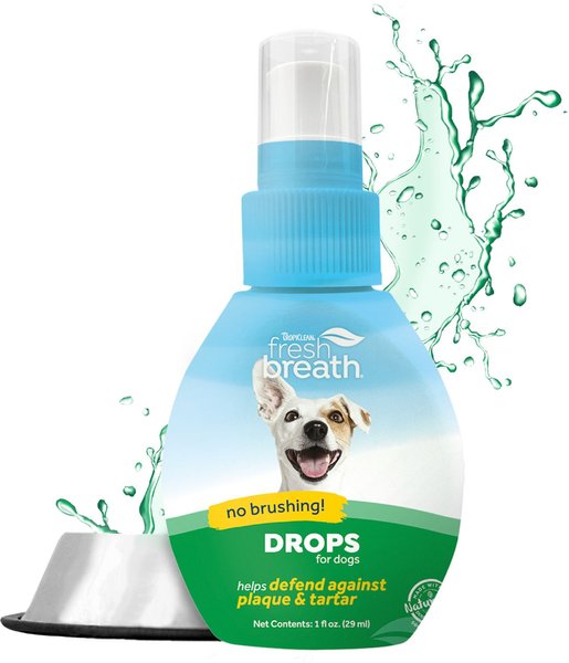 TropiClean Fresh Breath Drops Dog Dental Water Additive, 2.2oz bottle slide 1 of 9